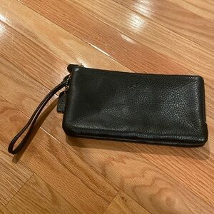 Black leather Coach wristlet